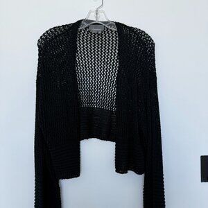 Anthropologie Cardigan Sweater Black Crochet One Size